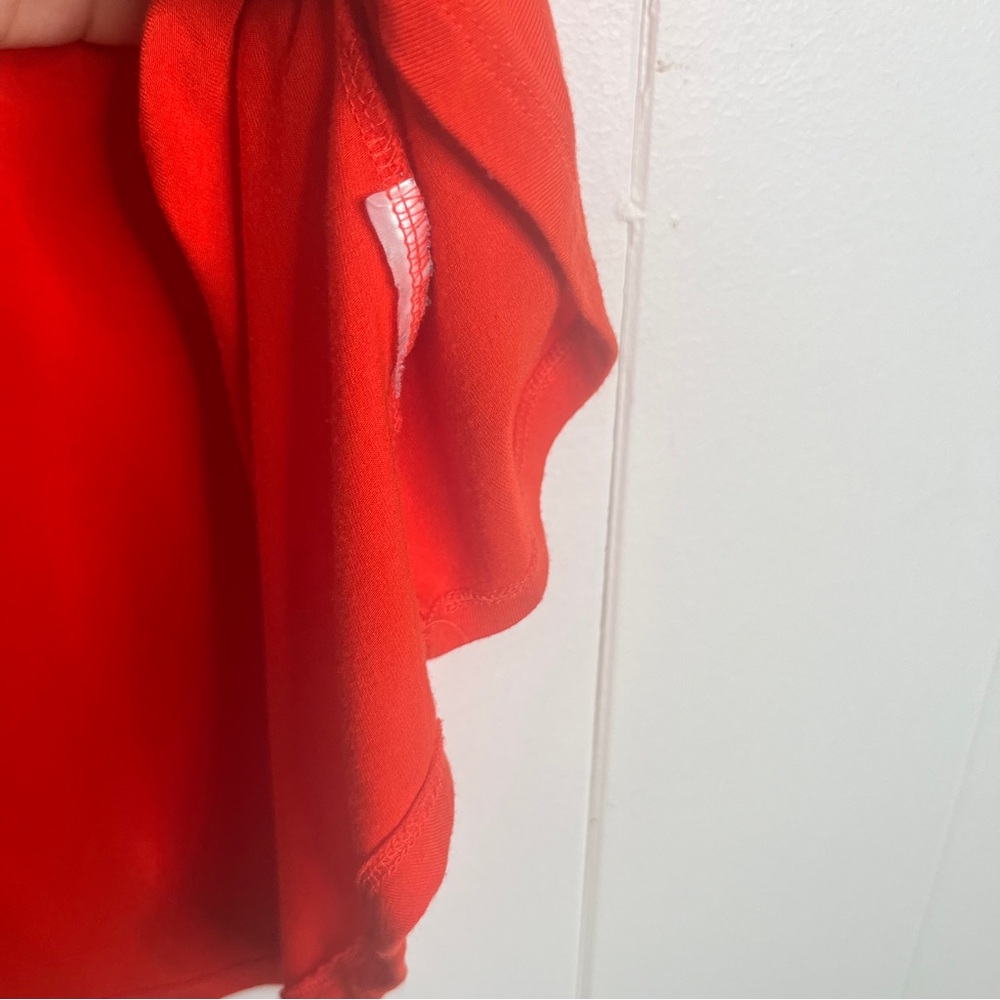 H by Halston Vibrant Tomato Red V-Neck Tee Stretch Boxy Loose Women's 1X - Picture 6 of 7